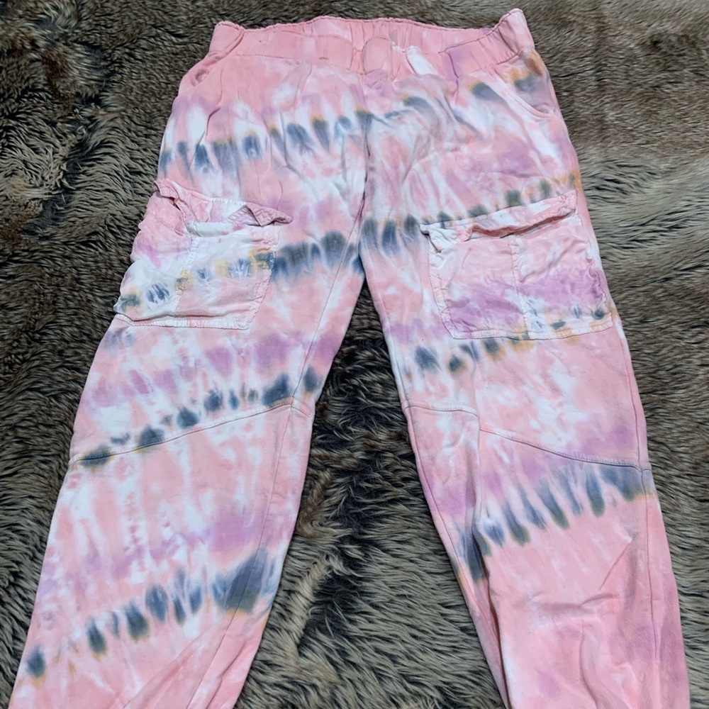 Young fabulous and broke tie dye cargo style joggers Size L
